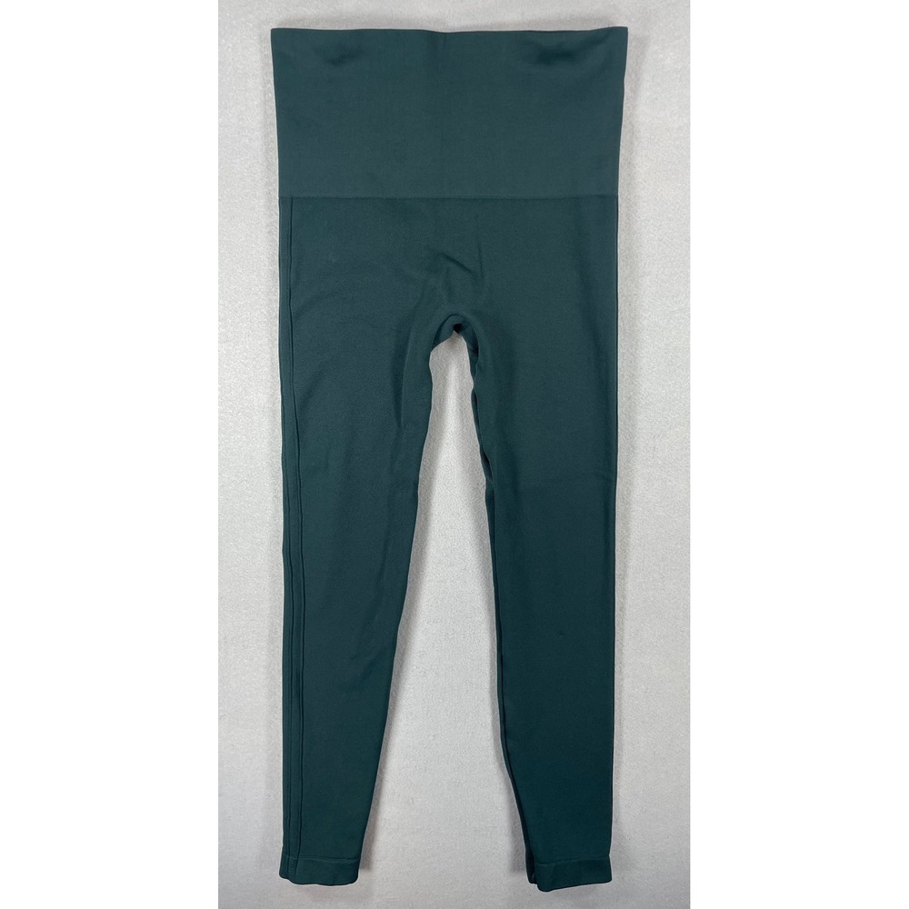 Spanx Womens Leggings Look at Me Now Green Seamless Knit Small